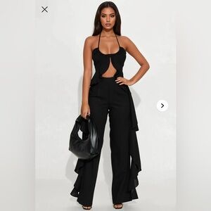 Black linen flowy matching set